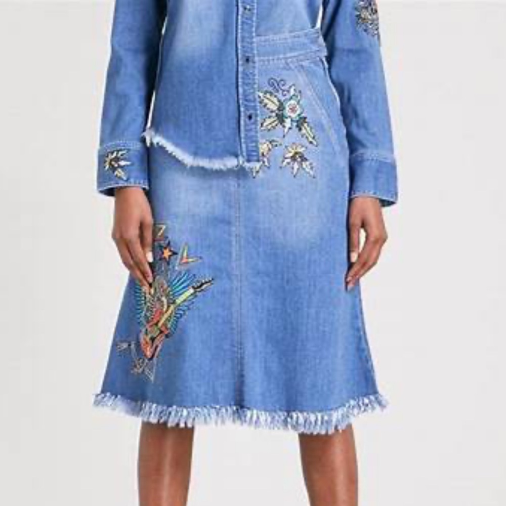 Zadig et Voltaire Jamille deluxe embroidered denim skirt